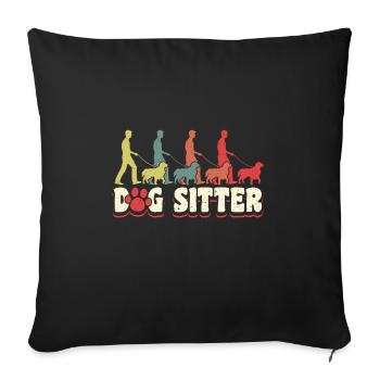 Vintage Retro Dog Sitter Dog Shirt Gift - Sofa pillowcase 17,3'' x 17,3'' (45 x 45 cm) - black - Front