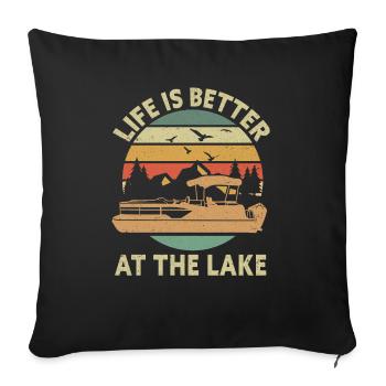 Pontoon Boat Captain Boating Lake Pontoon - Sofa pillowcase 17,3'' x 17,3'' (45 x 45 cm) - black - Front