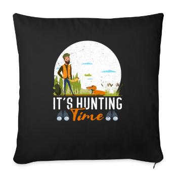fun hunting time with hunting horn in nature - Sofa pillowcase 17,3'' x 17,3'' (45 x 45 cm) - black - Front