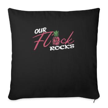 Urlaub Familie Unser Flock Rocks Flamingo - Sofakissenbezug 45 x 45 cm - Schwarz - Vorne