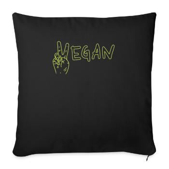 Vegan mit Friedenszeichen Lustige vegane Fitness - Sofakissenbezug 45 x 45 cm - Schwarz - Vorne