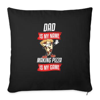 Papa est mon nom Faire de la pizza est mon jeu Pizza Maker - Housse de coussin décorative 45 x 45 cm - noir - Devant