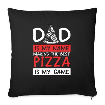 Papa est mon nom Faire de la pizza est mon jeu Pizza Maker - Housse de coussin décorative 45 x 45 cm - noir - Devant