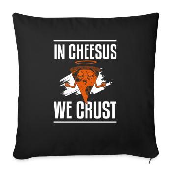 Dans Cheesus We Crust Fabrication de pizzas amusantes - Housse de coussin décorative 45 x 45 cm - noir - Devant