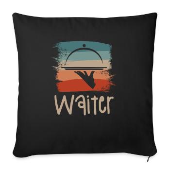 Rétro Vintage Waiter Restaurant servant - Housse de coussin décorative 45 x 45 cm - noir - Devant