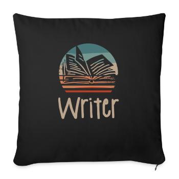 Retro Vintage Writer Professor Book Writing - Sofa pillowcase 17,3'' x 17,3'' (45 x 45 cm) - black - Front