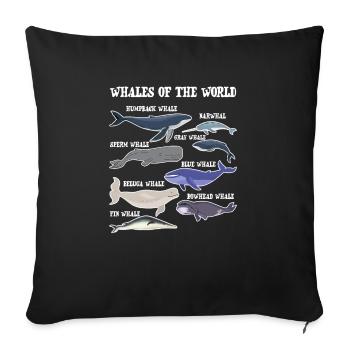 Les baleines du monde - Housse de coussin décorative 45 x 45 cm - noir - Devant