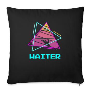 Rétro Vintage Waiter Restaurant servant - Housse de coussin décorative 45 x 45 cm - noir - Devant