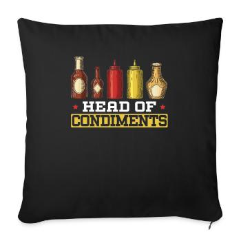 Head Of Condiments Food Lover Moutarde Mayonnaise - Housse de coussin décorative 45 x 45 cm - noir - Devant