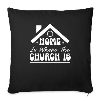 Home Is Where The Church Is Pastor Preacher - Sofa pillowcase 17,3'' x 17,3'' (45 x 45 cm) - black - Front