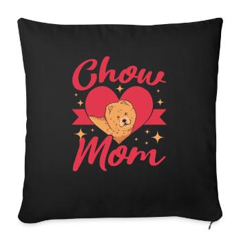 Chow Maman Chien Propriétaire Puppy Lover Paw Love Doggy Pup - Housse de coussin décorative 45 x 45 cm - noir - Devant