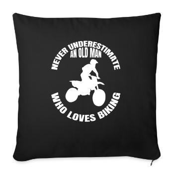 Moto Motocross Motocycliste Cadeau Cyclomoteur - Housse de coussin décorative 45 x 45 cm - noir - Devant
