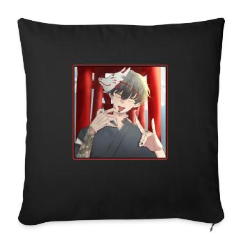 Japan Kitsune Mask Anime Otaku - Sofa pillowcase 17,3'' x 17,3'' (45 x 45 cm) - black - Front