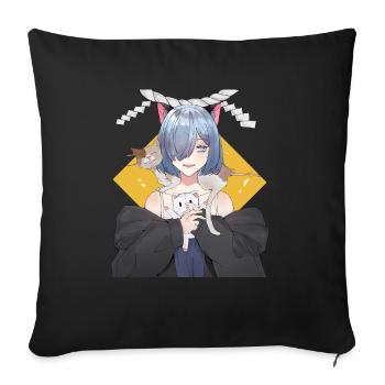 Kawaii Anime Neko Katze Mädchen Manga Otaku - Sofakissenbezug 45 x 45 cm - Schwarz - Vorne