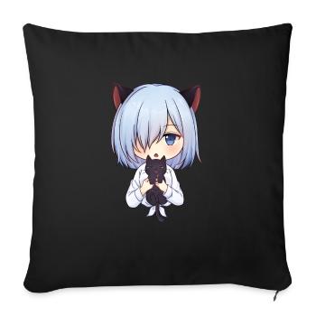 Kawaii Anime Neko Katze Mädchen Manga Otaku - Sofakissenbezug 45 x 45 cm - Schwarz - Vorne