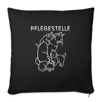 Katze auf Pflege Katzen Pflegestelle - Sofakissenbezug 45 x 45 cm - Schwarz - Vorne
