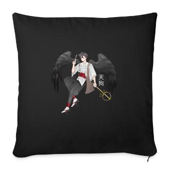 Japanese Tengu Angel in Anime Design - Sofa pillowcase 17,3'' x 17,3'' (45 x 45 cm) - black - Front
