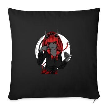 Anime Horreur Halloween Démon Fille - Housse de coussin décorative 45 x 45 cm - noir - Devant