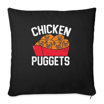 Puggets de poulet Pug Propriétaire de chien Amoureux des chiots Chiot Foodie - Housse de coussin décorative 45 x 45 cm - noir - Devant