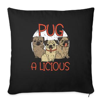 Pugalicious Pug Owner Amoureux des chiens Puppy Paw Love - Housse de coussin décorative 45 x 45 cm - noir - Devant