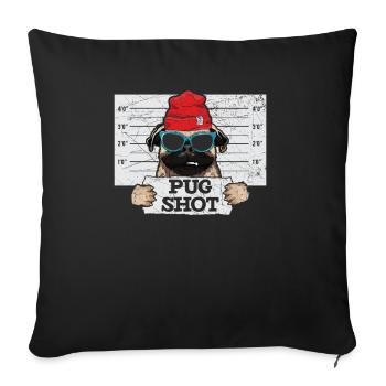 Pug Shot Pug Owner Dog Lover Puppy Paw Love - Housse de coussin décorative 45 x 45 cm - noir - Devant
