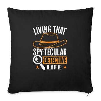 Espion détective privé enquêteur Détective Cadeau - Housse de coussin décorative 45 x 45 cm - noir - Devant