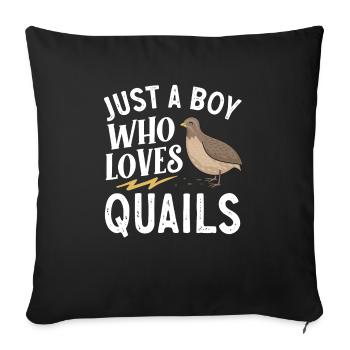 Cadeau d’amoureux des oiseaux de caille - Housse de coussin décorative 45 x 45 cm - noir - Devant