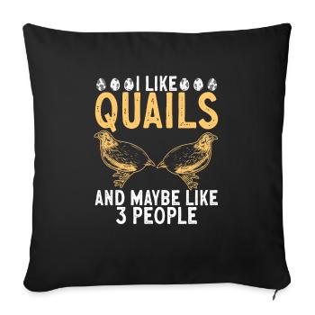 Cadeau d’amoureux des oiseaux de caille - Housse de coussin décorative 45 x 45 cm - noir - Devant