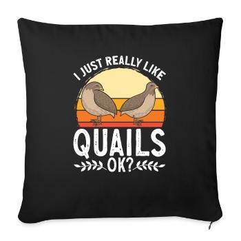 Cadeau d’amoureux des oiseaux de caille - Housse de coussin décorative 45 x 45 cm - noir - Devant