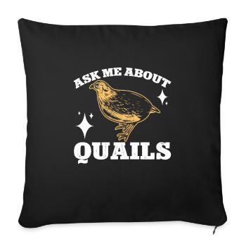 Cadeau d’amoureux des oiseaux de caille - Housse de coussin décorative 45 x 45 cm - noir - Devant