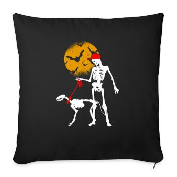 Halloween Dog Hunde Besitzer Sitter - Sofakissenbezug 45 x 45 cm - Schwarz - Vorne