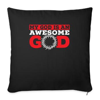 Mon Dieu est un Dieu Génial Pasteur Chrétien - Housse de coussin décorative 45 x 45 cm - noir - Devant