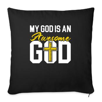 Mon Dieu est un Dieu Génial Pasteur Chrétien - Housse de coussin décorative 45 x 45 cm - noir - Devant
