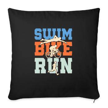 Swim Bike Run Triathlete Triathlon - Sofa pillowcase 17,3'' x 17,3'' (45 x 45 cm) - black - Front
