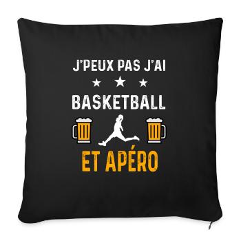 je peux pas j'ai basketball joueur et apéro basket - Housse de coussin décorative 45 x 45 cm - noir - Devant