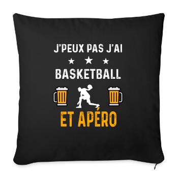 je peux pas j'ai basketball sport et apéro basket - Housse de coussin décorative 45 x 45 cm - noir - Devant