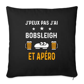 je peux pas j'ai bobsleigh et apéro bobsleigh - Housse de coussin décorative 45 x 45 cm - noir - Devant
