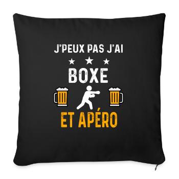 je peux pas j'ai boxe boxeur et apéro boxe - Housse de coussin décorative 45 x 45 cm - noir - Devant