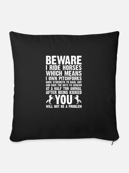 Pferde Reiten Reiter Spruch - Sofakissenbezug 45 x 45 cm - Schwarz
