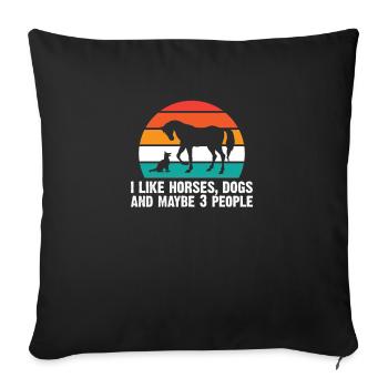 Chevaux Chiens Cavalier Dicton - Housse de coussin décorative 45 x 45 cm - noir - Devant