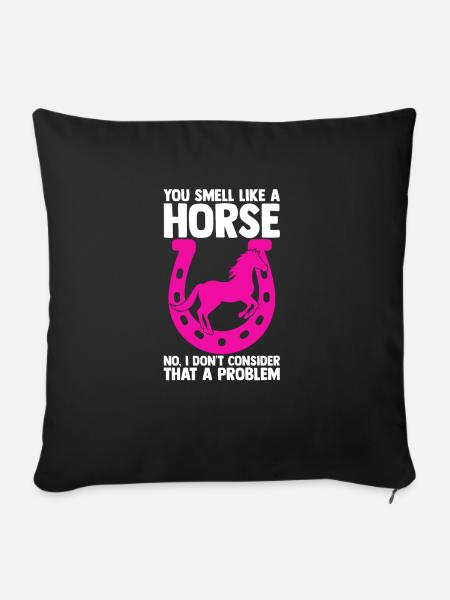 Reiten Pferd Reiterhof Reiterin Geschenk - Sofakissenbezug 45 x 45 cm - Schwarz