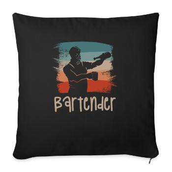 Barman Vintage Rétro Vintage Barman Bartending - Housse de coussin décorative 45 x 45 cm - noir - Devant