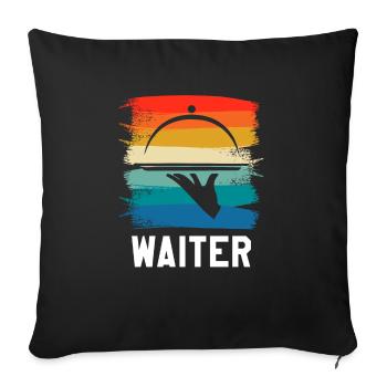 Rétro Vintage Waiter Restaurant servant - Housse de coussin décorative 45 x 45 cm - noir - Devant