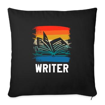 Retro Vintage Writer Professor Book Writing - Sofa pillowcase 17,3'' x 17,3'' (45 x 45 cm) - black - Front