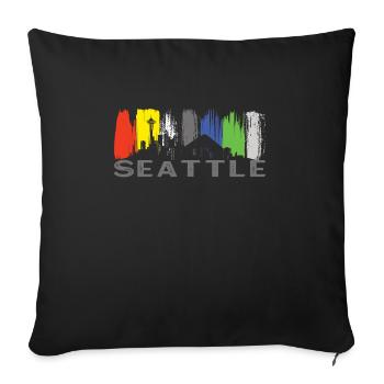 City Classic Seattle Skyline Washington - Sofa pillowcase 17,3'' x 17,3'' (45 x 45 cm) - black - Front
