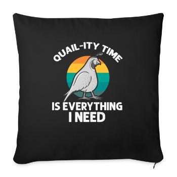 Cadeau d’amoureux des oiseaux de caille - Housse de coussin décorative 45 x 45 cm - noir - Devant