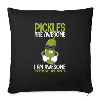 Les cornichons cool sont géniaux, je suis génial nourriture végétalienne - Housse de coussin décorative 45 x 45 cm - noir - Devant