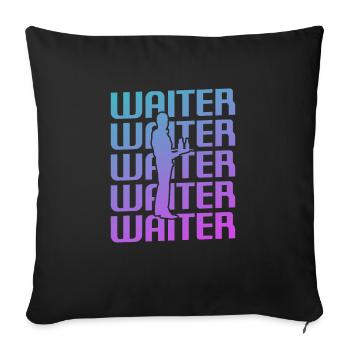 Rétro Vintage Waiter Restaurant servant - Housse de coussin décorative 45 x 45 cm - noir - Devant
