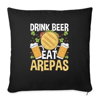 Arepas Lover Beer Drinking Hispanic Heritage Month - Sofa pillowcase 17,3'' x 17,3'' (45 x 45 cm) - black - Front