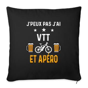 je peux pas j'ai VTT et apéro VTT - Housse de coussin décorative 45 x 45 cm - noir - Devant
